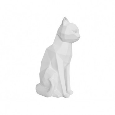 Statue Origami Chat Assis Blanc