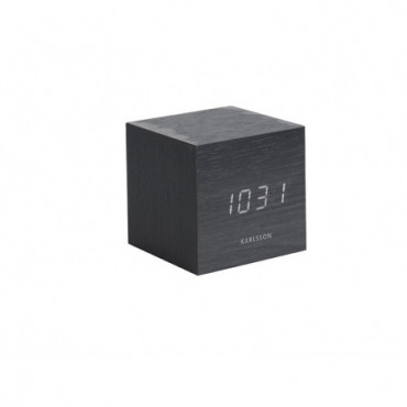 Réveil Mini Cube En Bois Noir