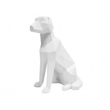 Statue Origami Chien Assis Blanc