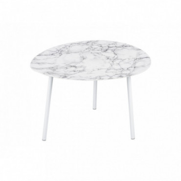 Table d'Appoint Ovoid Marbre L Blanc