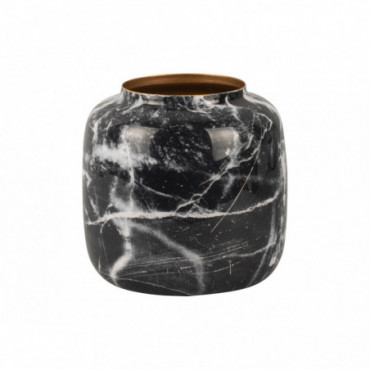 Vase Aspect Marbre Sphère L Noir