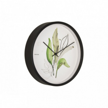 Horloge Murale Feuilles Botaniques Vert