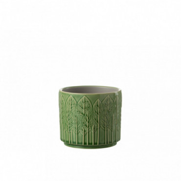 Cache-pot Feuille Ceramique Vert S