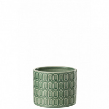 Cache-pot Oval Motif Ceramique Vert S