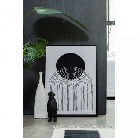 Decoration Murale Abstrait Effet 3D Toile/Bois Noir/Blanc x2 J-line