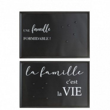 Pancarte Texte Francais Famille Aimant Metal Noir x2
