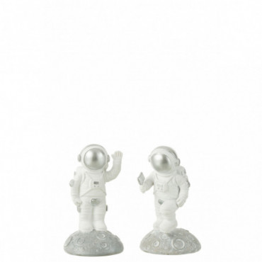 Astronaute Résine Blanc/Argent x2