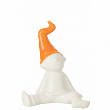 Gnome Assis Ceramic White/Orange L