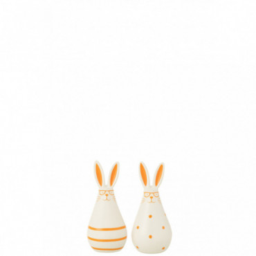 Lapin Lunettes Orange Ceramique S x2
