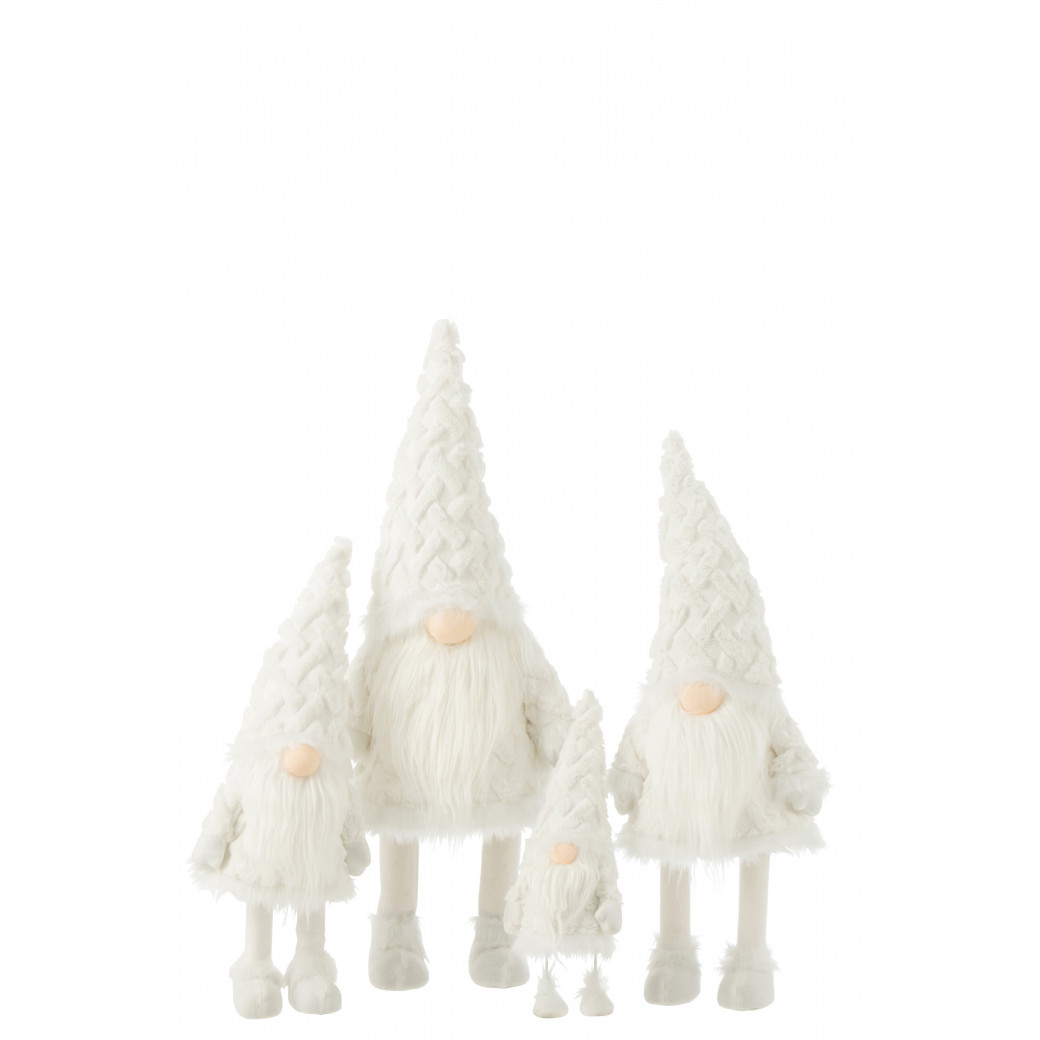 Lutin Barbe Blanche Debout Qui Bouge Textile Blanc Extra L J-line