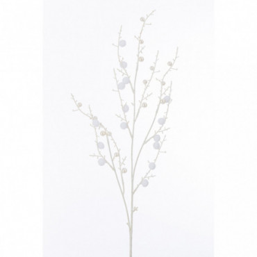 Branche Pompons+Perles Plastique Blanc