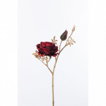 Branche Rose+Bourgeons Plastique Rouge/Or