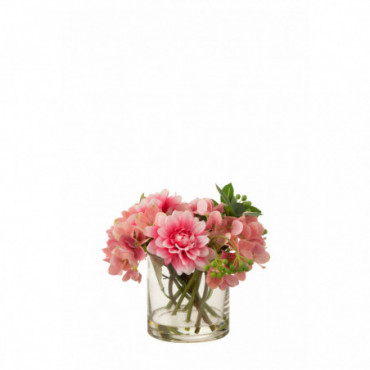 Dahlia Hortensia Vase Plastique/Verre Rose