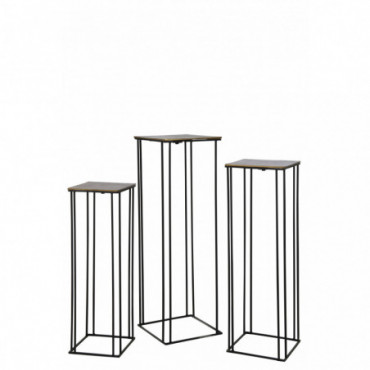 Set De Trois Tables Gigognes Haut Aluminium Or/Noir