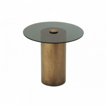 Table D'Appoint Soni Fer/Verre Noir/Bronze