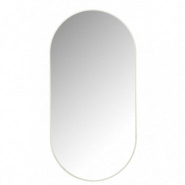 Miroir Ovale Verre/Metal Blanc