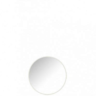 Miroir Rond Verre/Metal Blanc S