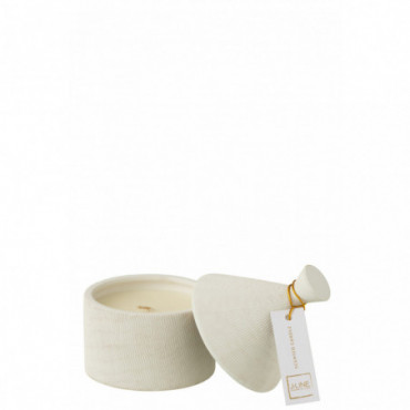 Bougie Ceramique Pot Sapphire Amber Tea Cire Blanc-40H