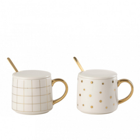 Mug Message Positif Porcelain Blanc / Or J-line