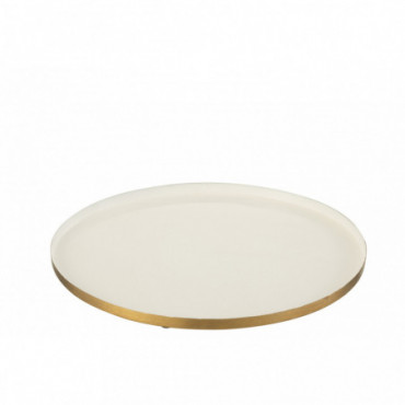 Plateau Rond Metal Blanc/Or