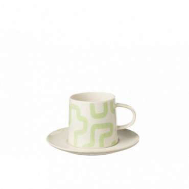Tasse+Sous-Tasse Forme Porcelaine Vert
