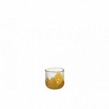 Bougeoir Strass Verre Transparent/Or S
