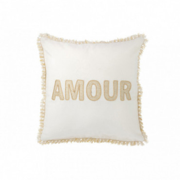 Coussin Amour Textile Blanc/Or