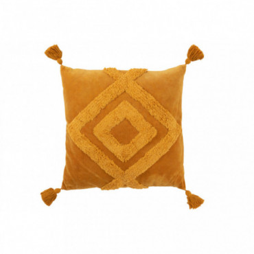 Coussin Floches Coton Ocre