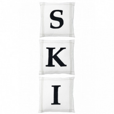 Coussin SKI Coton Blanc Ass3 x3