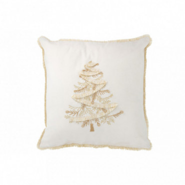 Coussin Tree Textile Blanc/Or