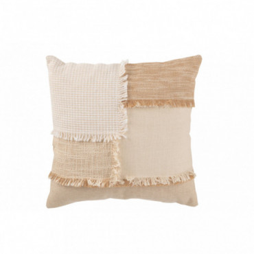 Coussin Ying Coton Blanc/Beige