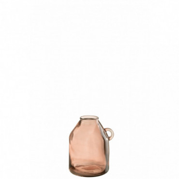 Vase Anse Cylindre Verre Rose Clair S