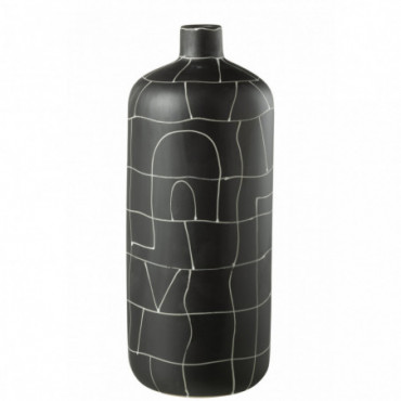 Vase Bouteille Japon Céramique Noir L