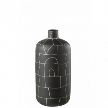 Vase Bouteille Japon Céramique Noir S