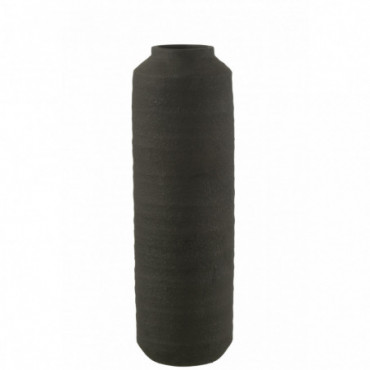 Vase Cylindrical Clay Black L