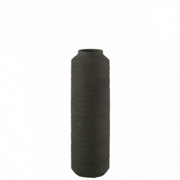 Vase Cylindrical Clay Black S