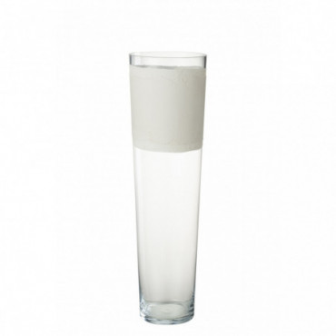 Vase Delph Verre Transparent/Blanc L