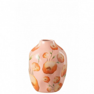 Vase Fleur Céramique Saumon/Orange