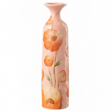 Vase Flower Bottle Wide Céramique Saumon/Orange