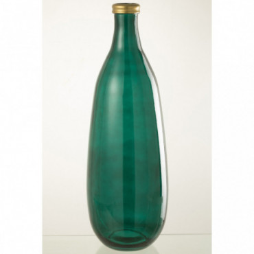 Vase Gold Rim Glass Green L