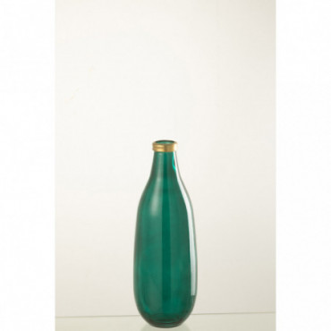Vase Gold Rim Glass Green M
