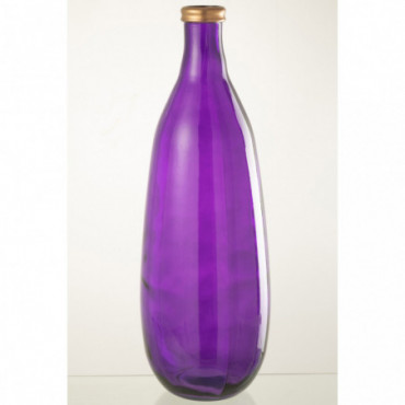 Vase Gold Rim Glass Purple L