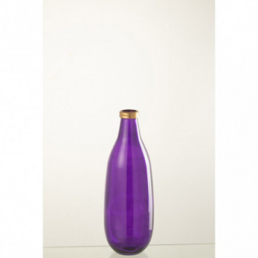 Vase Gold Rim Glass Purple M