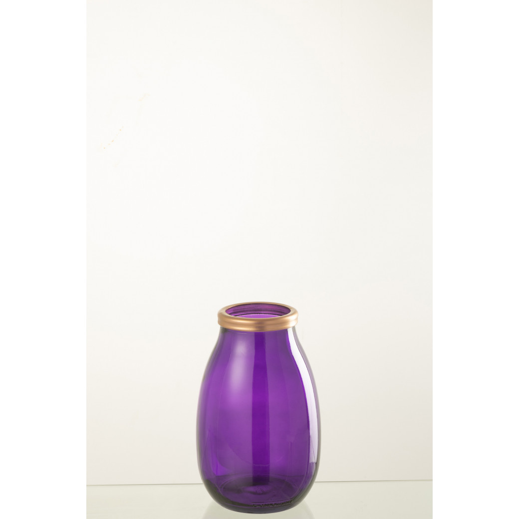 Vase Gold Rim Glass Purple S Jline