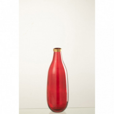 Vase Gold Rim Glass Red M