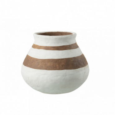 Vase Kenya Low Ker Blanc/Br L