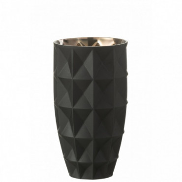 Vase Louis Verre Noir/Or L