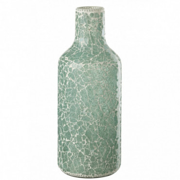 Vase Mosaique Verre Vert/Blanc L