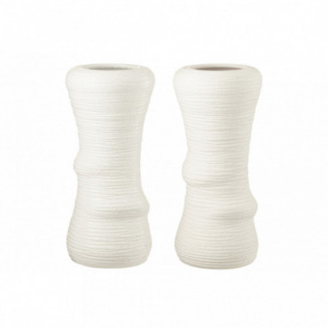 Vase Organique Ceramique Blanc L x2