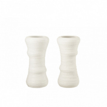 Vase Organique Ceramique Blanc M x2